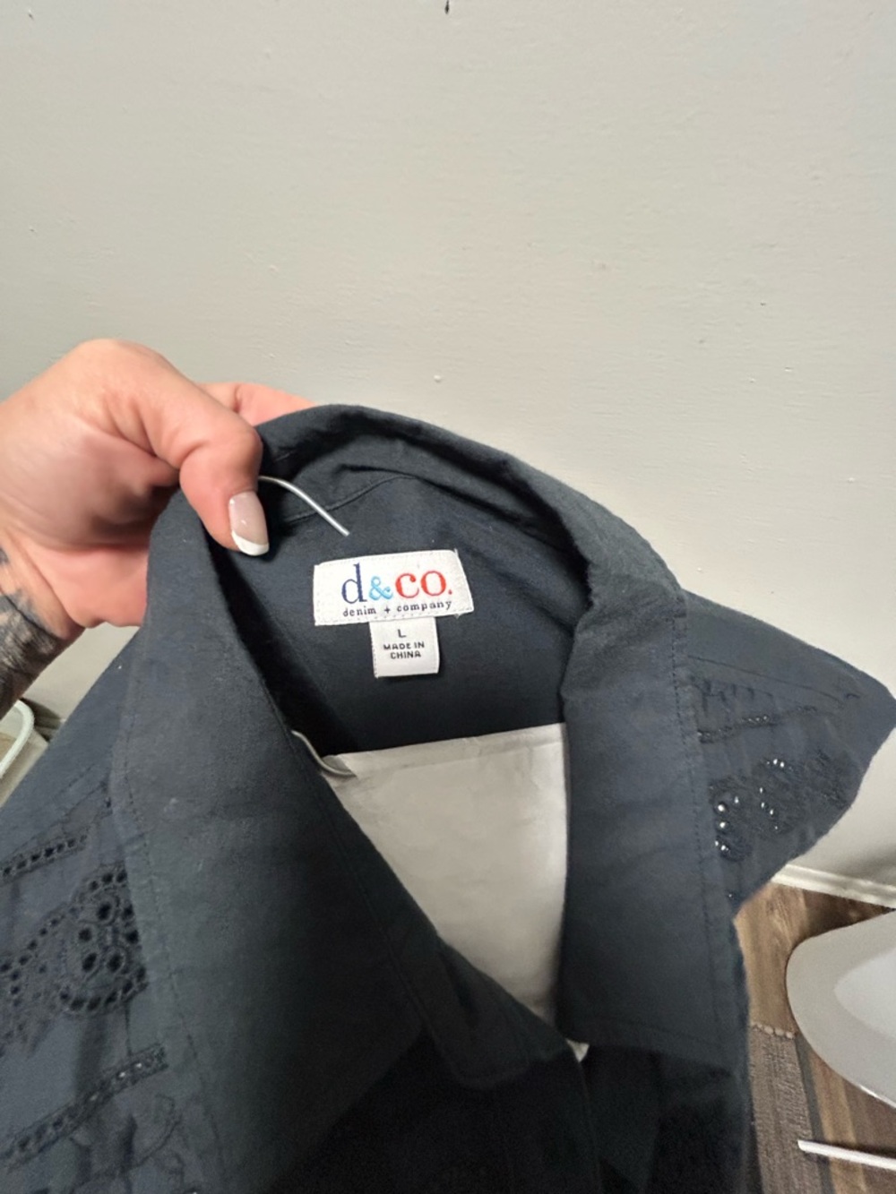 d&co. Black Button-Down Women's Shirt